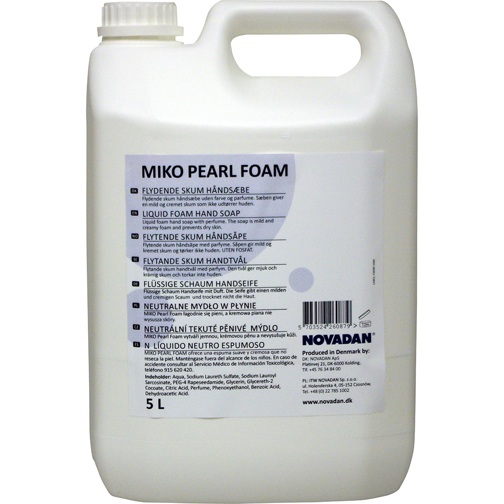 Tilskud overskydende Opbevares i køleskab Novadan MIKO Pearl 5 ltr, SKUM sæbe - Hair & Bodyshampoo - CM-Nordic