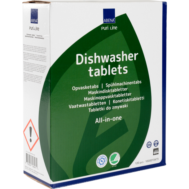 Opvaske tabs, all-in-one, vandoplselig folie, uden klor, farve/-parfume, 120stk