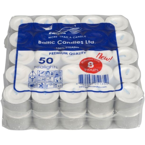 Fyrfadslys, stearin, hvid, 8 timer, 400stk 