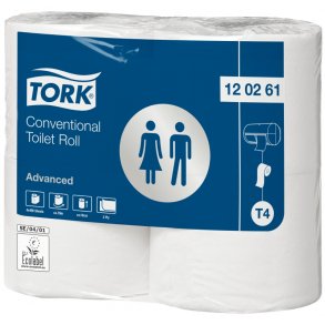 Tork toiletpapir T4 120261, 24 x 493 ark  2-lags, hvid perforeret