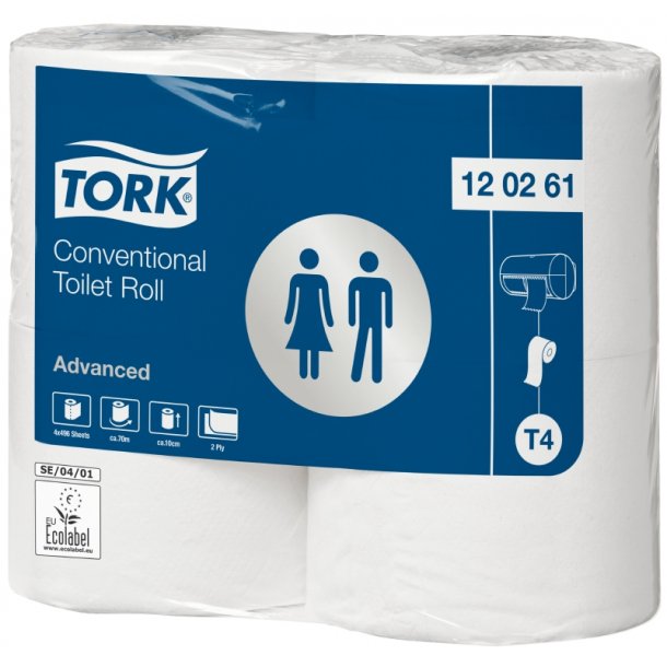 Tork toiletpapir T4 120261, 24 x 493 ark  2-lags, hvid perforeret