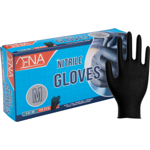 Engangshandsker, Nitril, Pudderfri, 100 stk pr. ske, Sort