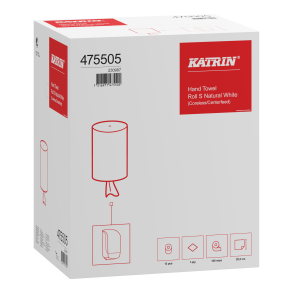 Katrin S, 475505, centerfeed aft�rringsrulle, 12 x 100 m, 1-lag, hvid