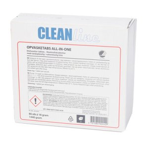Opvasketabs Cleanline, All-in-one, 80 stk. i selvoplselig folie