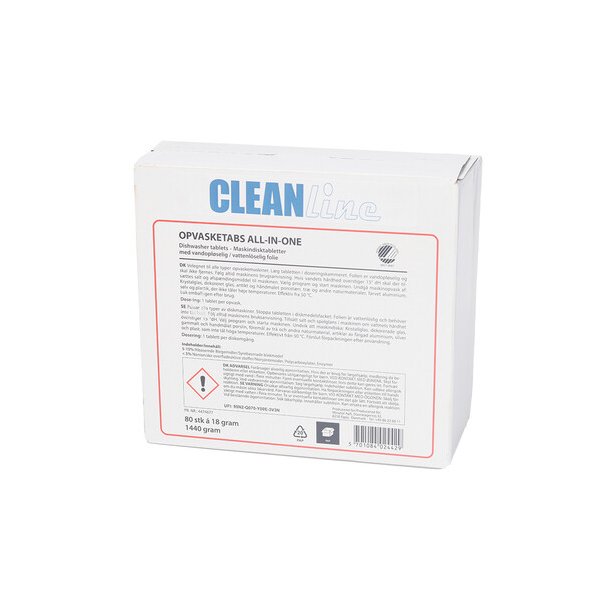 Opvasketabs Cleanline, All-in-one, 80 stk. i selvoplselig folie