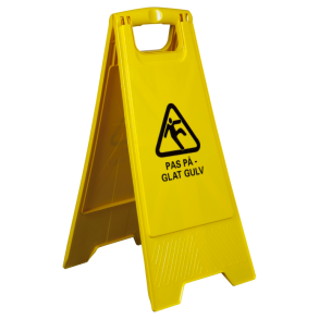 Advarselsskilt gul -- pas p vdt gulv