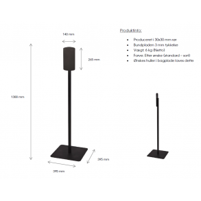 Gulvstander, sort, passer til DEB dispenser