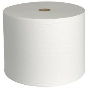 Vrkstedsrulle, hvid, 1lag, 25cm x 1000meter,  genbrug 