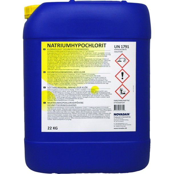 Natriumhypochlorit 15% 22 kg klorholdigt desinfektionsmiddel Novadan