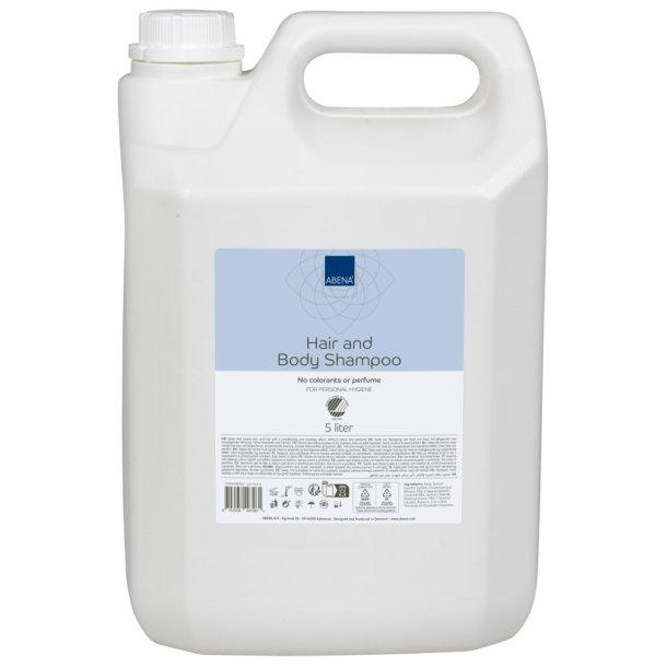 Hair &amp; Body Shampoo svanem�rket uden farve og parfume 5 liter professionel