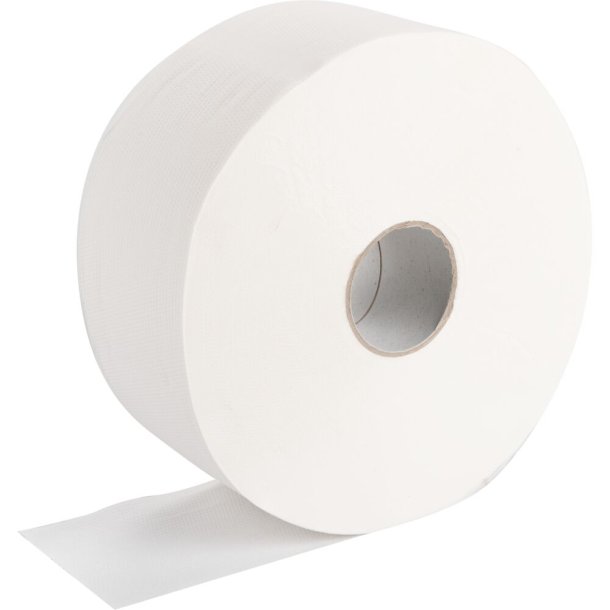 Midi jumborulle toiletpapir 2-lags 300m til dispenser, perforeret, hvid nyfiber