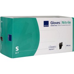 Sort pudderfri nitrilhandske ABENA Classic Protect 200 stk str. S