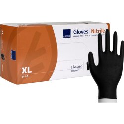 Sort pudderfri nitrilhandske ABENA Classic Protect 200 stk str. XL